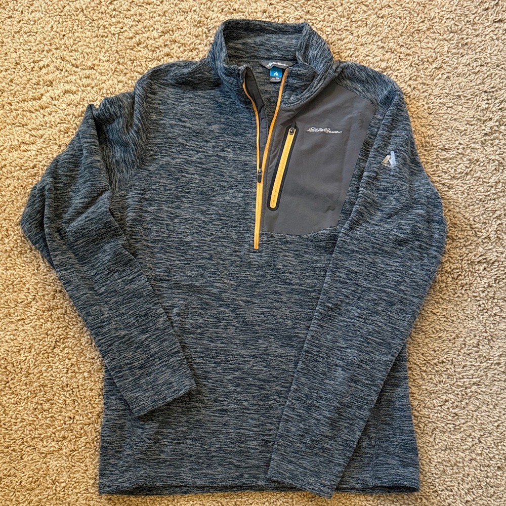 Eddie Bauer Men's Heathered Gray Quarter-Zip Jacket